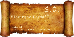 Slezinger Dezső névjegykártya